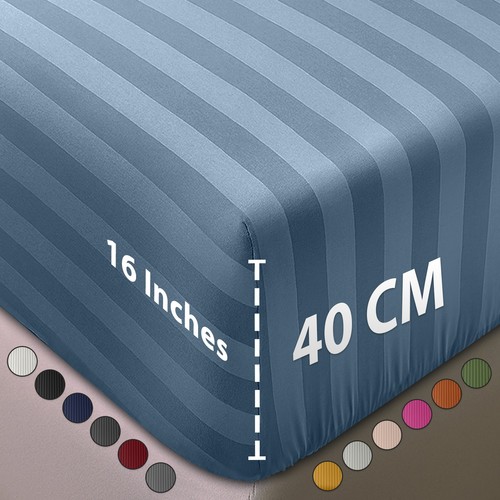 Satin striped fitted sheet - satin,